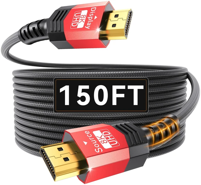 Main image of Adrenenjoyer Fiber Optic HDMI 2.1 Cable 150FT,48Gbps Ultra High Speed Braided Uni-Directional Cord-8K@60Hz 4K@120Hz/144Hz HDCP 2.2&2.3 eARC DTS:X HDR10 VRR Compatible for RTX 5090/PS5/Xbox X/S/TV etc