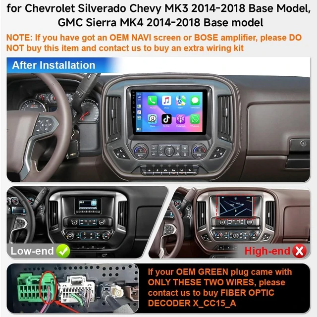 Alt view image 2 of 5 - 8Core 4+64GB Car Stereo for Chevy Silverado 2014-2018 GMC Sierra Base Model