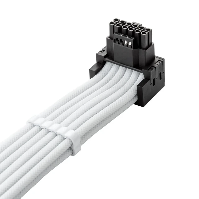 Alt view image 2 of 3 - CableMod RT-Series Pro ModMesh Sleeved 12VHPWR 90 StealthSense PCI-e Cable for ASUS/Seasonic/Phanteks - Variant A (White, 16-pin to Dual 8-pin, 60cm)