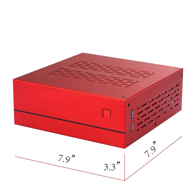 Alt view image 2 of 2 - Goodisory A01 Mini-ITX HTPC Desktop Computer Chassis Aluminum Red