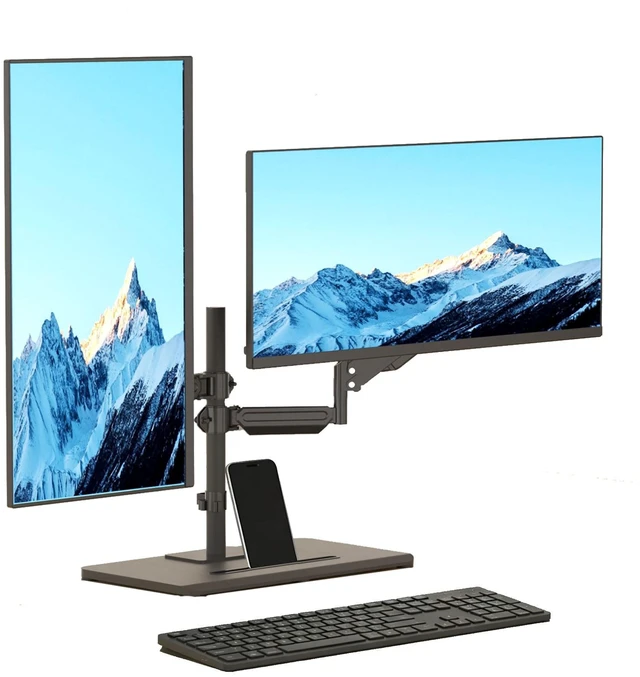 Main image of Suptek Freestanding Dual Monitor Stand for 2 Screens up to 35 Inches, Height Adjustable Monitor Arms Hold 24.25 lbs Each, Full Motion Dual Monitor Mount with Large Stable Base, VESA 75/100