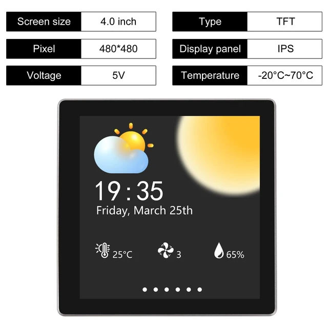 Alt view image 5 of 5 - AITRIP ESP32-S3 4.0 inch Color LCD Display Development Board, 480 480 Resolution, Support 16 BIT RGB 65K Color Display,for Arduino IDE, ESP IDE, Micropython and Mixly