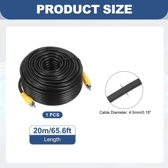 Alt view image 2 of 5 - MECCANIXITY Backup Camera RCA Video Cable 65.6FT/20M Copper Core Audio Cord