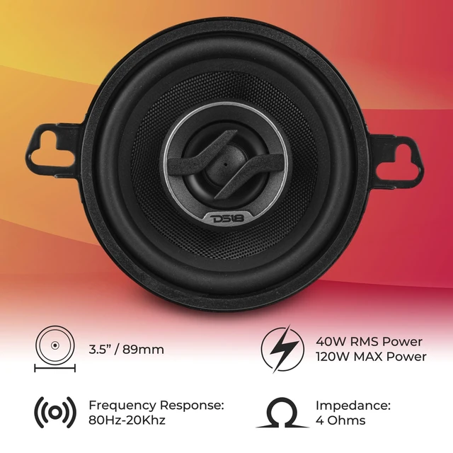 Alt view image 2 of 5 - DS18 ZXI-3542 Full-Range 3.5" 2-Way Coaxial Speaker 4 Ohm - Car Audio Speakers Full Range, Easy Installation - Pair
