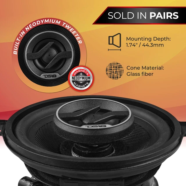 Alt view image 3 of 5 - DS18 ZXI-3542 Full-Range 3.5" 2-Way Coaxial Speaker 4 Ohm - Car Audio Speakers Full Range, Easy Installation - Pair