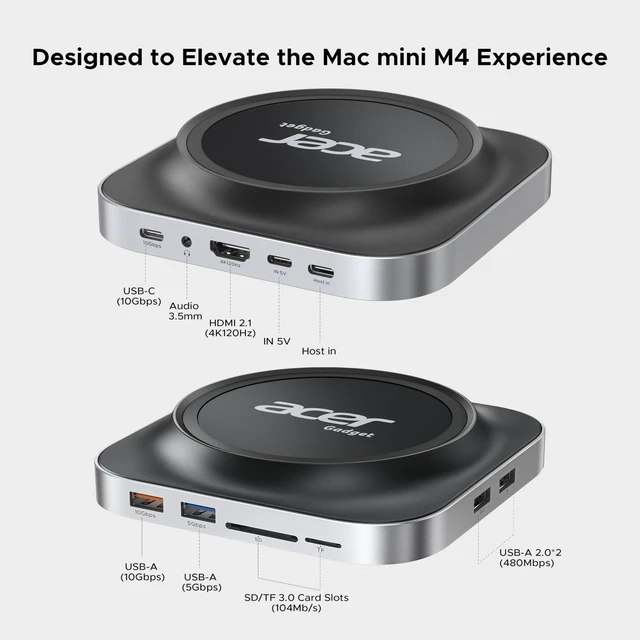 Alt view image 3 of 5 - Acer Mac mini M6, M5 Pro, M4 Dock with 8TB SSD Enclosure, 4K@144Hz HDMI