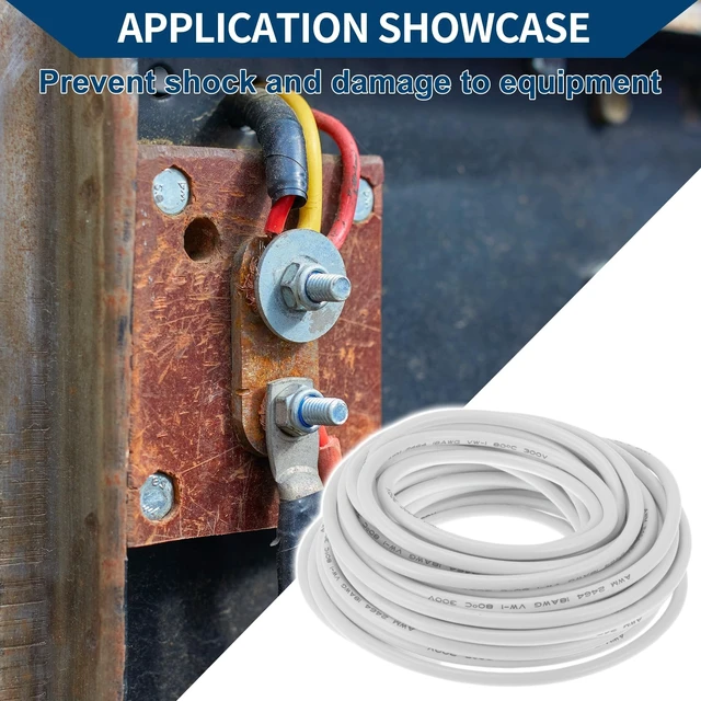 Alt view image 3 of 5 - Hihaha Electrical Ground Wire Automotive Power Wire 33FT White TC 1 Pcs 18AWG 3 Conductor Fully Insulated& Soft Touch Jacket Universal