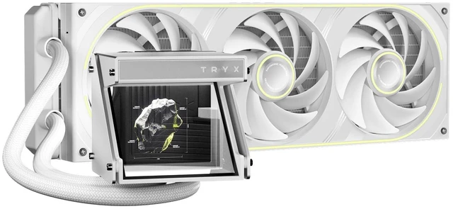 Main image of TRYX Holo 360mm AIO White Holographic Visual GIPHY Built-in Asetek 280w TDP