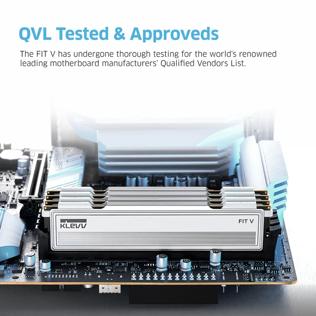 Alt view image 5 of 5 - KLEVV FIT V DDR5 16GB (2x8GB) 6400MHz CL30 SK Hynix A-Die 1.4V Gaming Desktop Ram Memory XMP 3.0 / AMD Expo Ready - Silver (KD58GU880-64B300F)