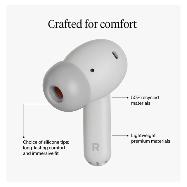 Alt view image 4 of 5 - Cambridge Audio Melomania A100 Earbuds - in Ear True Wireless Headphones with Adaptive Active Noise Cancelling, aptX Lossless Bluetooth, Up to 39 Hour Battery Life with Charging Case - White
