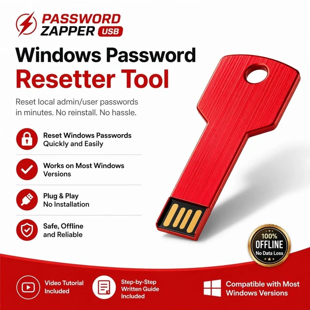 Alt view image 2 of 4 - DEBOTIX Password Reset USB Tool for Windows Bootable Password Recovery Key for Local Admin & User Accounts Offline USB Password Resetter for Windows PCs & Laptops Plug & Play Recovery Solution