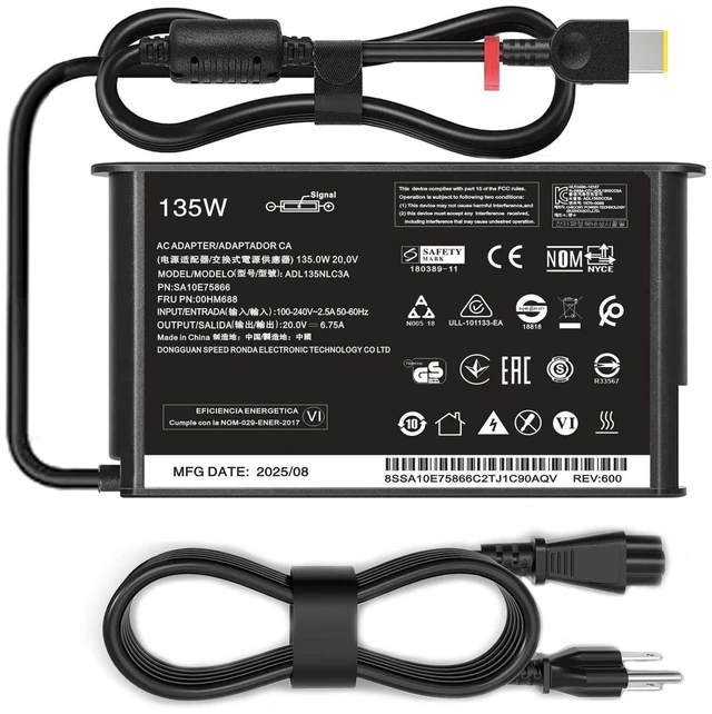 Main image of 135W Slim Tip Charger fit for Lenovo ThinkPad X1 Extreme T15p T440P T470P