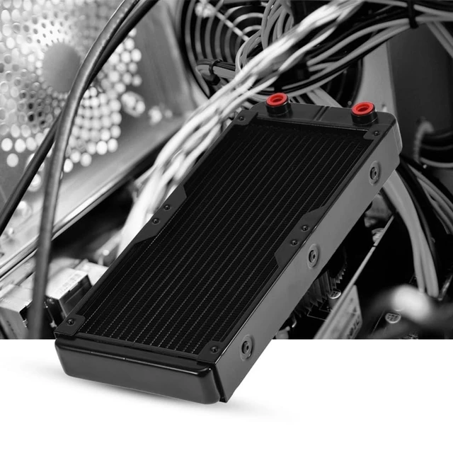 Alt view image 3 of 5 - MOPFOL 240mm Aluminum Water Cooling Radiator 18 Tubes High-Density Fins for CPU Liquid Cooling System, Heat Exchanger with U-Shaped Fin Design
