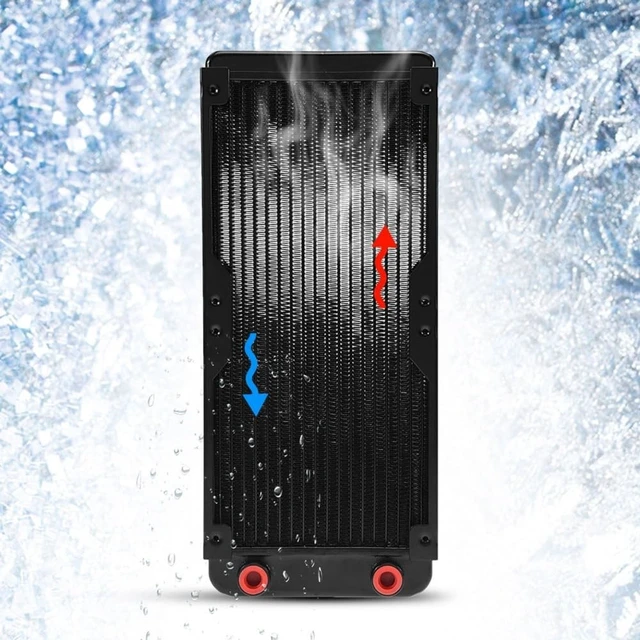 Alt view image 4 of 5 - MOPFOL 240mm Aluminum Water Cooling Radiator 18 Tubes High-Density Fins for CPU Liquid Cooling System, Heat Exchanger with U-Shaped Fin Design