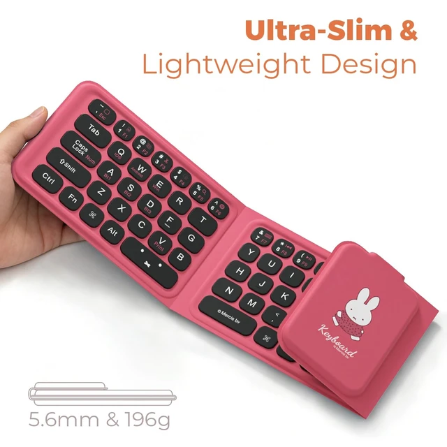 Alt view image 3 of 5 - MIPOW x Miffy Triple Fold Bluetooth Keyboard with Dual Touchpad & Numeric Keypad, Bluetooth 5.0 Ultra Slim 5.6mm Travel Keyboard, Type-C Rechargeable, Connect 3 Devices for Windows, Mac, Android & iOS