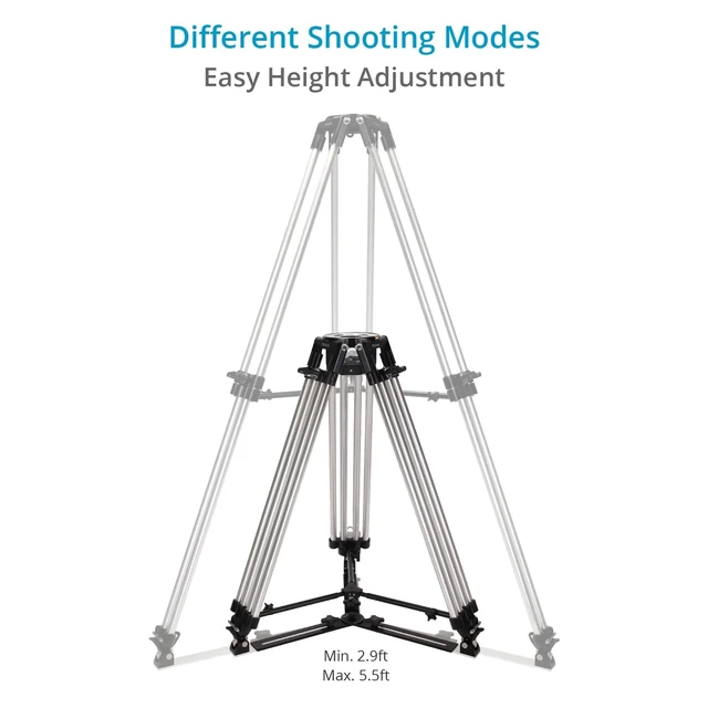 Alt view image 3 of 5 - PROAIM Mitchell Telescopic Tripod Stand w/Spreader, Black, 250kg/551lb