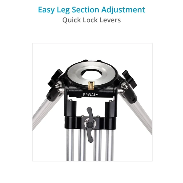Alt view image 4 of 5 - PROAIM Mitchell Telescopic Tripod Stand w/Spreader, Black, 250kg/551lb