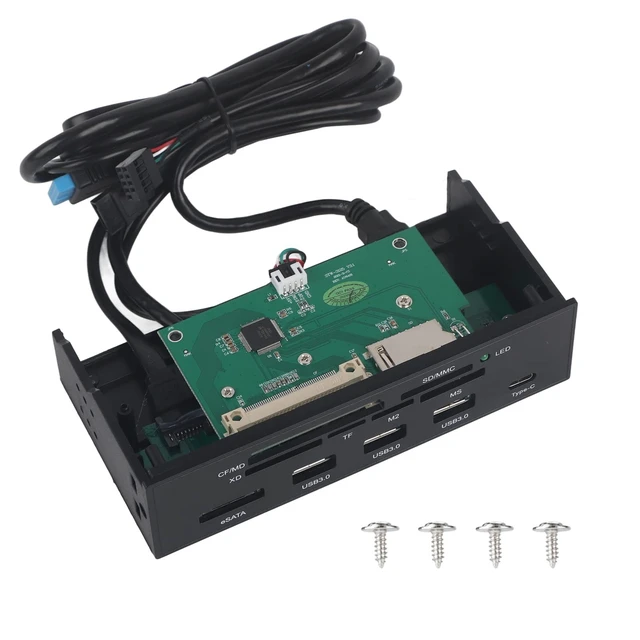 Alt view image 5 of 5 - Hamwesh Internal Card Reader, 5.87 Inch USB 3.0 Hub with 5 Ports 6 Card Slots Multifunction Interface, Equipped with ESATA and USB 3.1 Port for .25 Inch Drive Bay