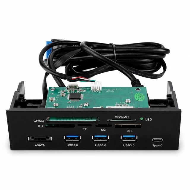 Main image of Hamwesh Internal Card Reader, 5.87 Inch USB 3.0 Hub with 5 Ports 6 Card Slots Multifunction Interface, Equipped with ESATA and USB 3.1 Port for .25 Inch Drive Bay