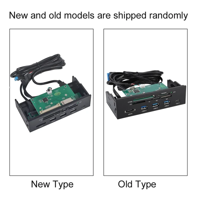 Alt view image 3 of 5 - Hamwesh Internal Card Reader, 5.87 Inch USB 3.0 Hub with 5 Ports 6 Card Slots Multifunction Interface, Equipped with ESATA and USB 3.1 Port for .25 Inch Drive Bay