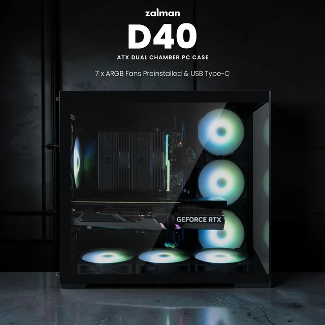 Alt view image 3 of 5 - Zalman D40 ATX Mid-Tower Desktop Computer RGB Gaming PC Case