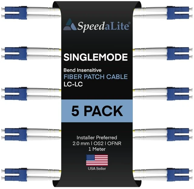 Main image of SpeedaLite 5PK LC to LC Single Mode Fiber Patch Cable OS2 1m/3.3ft