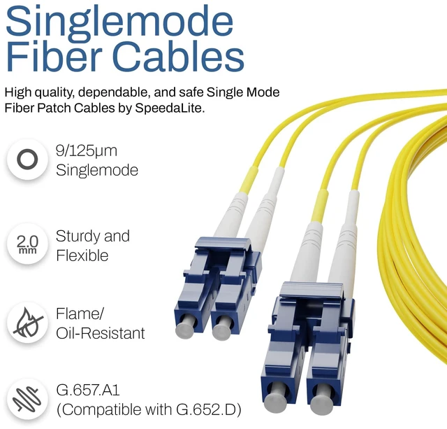 Alt view image 4 of 5 - SpeedaLite 5PK LC to LC Single Mode Fiber Patch Cable OS2 1m/3.3ft