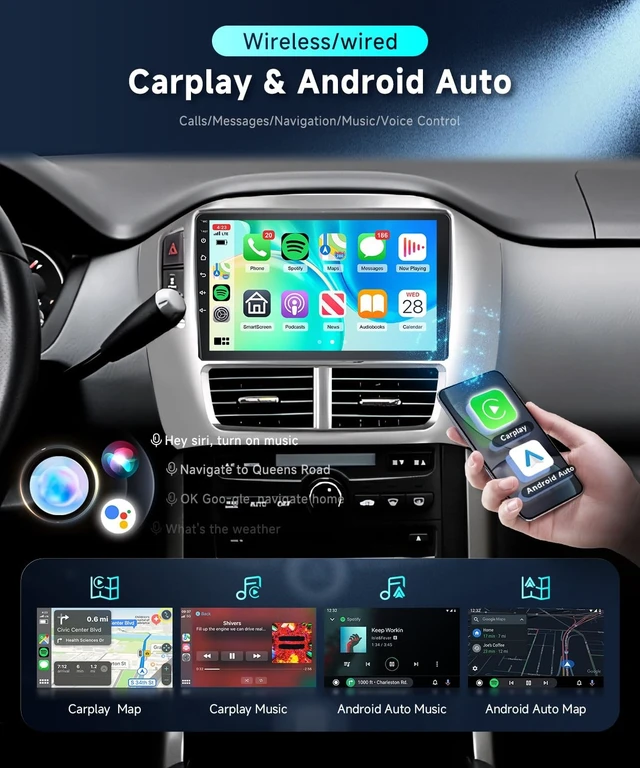Alt view image 3 of 5 - Car Radio Stereo for Honda Pilot 2006-2008 Wireless CarPlay Android Auto