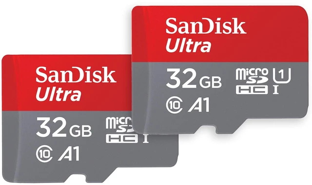 Main image of SANDISK 32GB Ultra microSD Card + Adapter, Up to 120MB/s Read Speeds 2-Pack