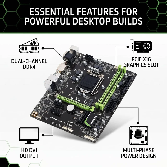 Alt view image 2 of 5 - Pomya Micro ATX Motherboard for LGA 1151, B150 Chipset, DDR4 2133MHz, 32GB, Dual Channel, PCIe X16, DVIVGA, USB 3.0, for Core I7/i5/i3 6th/7th Gen