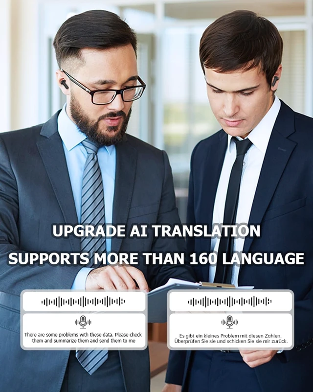 Alt view image 2 of 5 - Xmenha AI Headphones Language Translator Translation Translating Earbuds Real Time for iPhone Android Earpiece Ear Buds Spanish Translator Device AI Earbuds Translate Earphones audifonos traductores