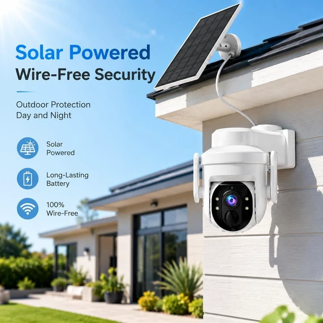 Alt view image 3 of 5 - 2K Solar Security Wireless Camera Outdoor, 2 Pack 2.4Ghz