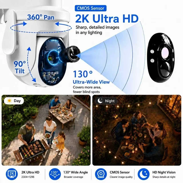 Alt view image 5 of 5 - 2K Solar Security Wireless Camera Outdoor, 2 Pack 2.4Ghz