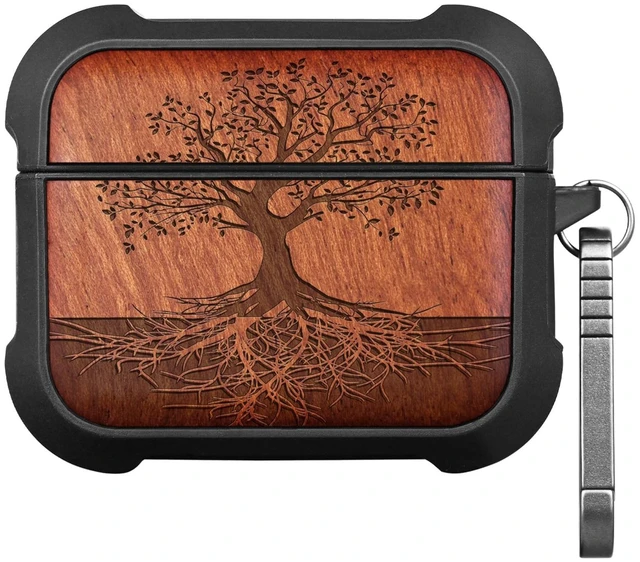 Main image of Carveit Solid Wood Case for AirPods Pro 2, The Yin Yang Tree, Rosy