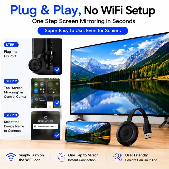 Alt view image 3 of 5 - Wireless Display Adapter iOS ONLY Screen Mirroring Dongle for iPhone iPad