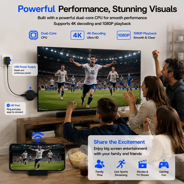 Alt view image 5 of 5 - Wireless Display Adapter iOS ONLY Screen Mirroring Dongle for iPhone iPad