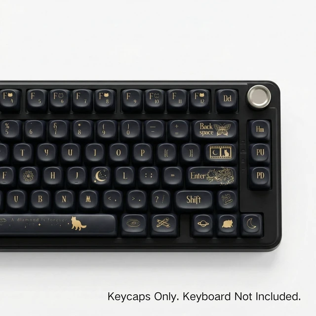 Alt view image 5 of 5 - Thyrnovyn 128 Keys Black Gold MOA Profile Keycaps Set, PBT Dye Sublimation Keycaps for Mechanical Keyboard, Vintage Gothic Style Keycap Set for MX Switches, Fits 61/68/75/84/87/96/98/104/108 Layouts