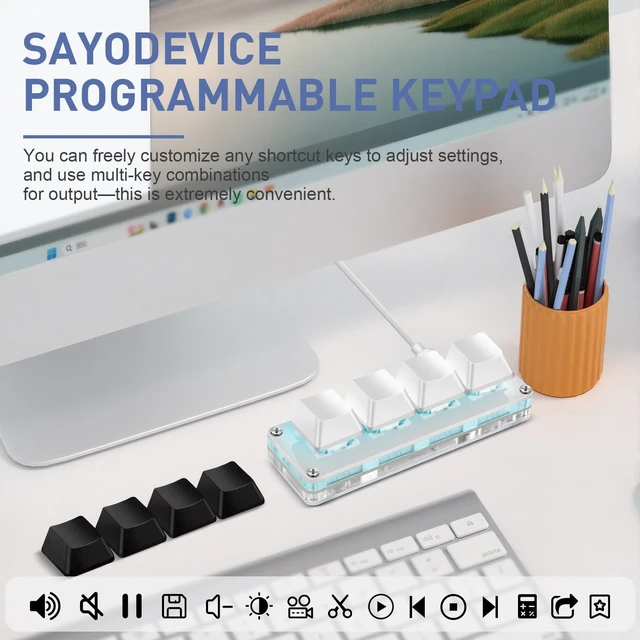 Alt view image 3 of 5 - Mini 4-Key Programmable Keyboard with Hotswappable Mechanical Switches