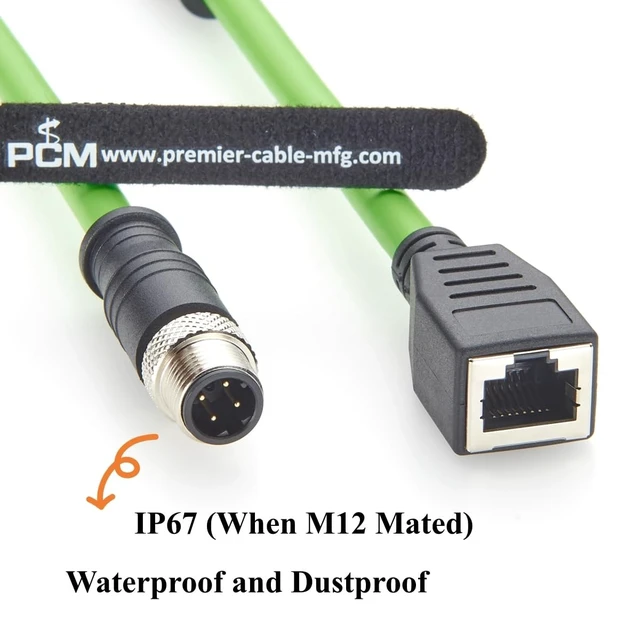 Alt view image 5 of 5 - PROFINET M12 D-Code 4 Pin Male to RJ45 Female Industrial Ethernet Cable CAT5e SFTP Shielded IP67 100Mbps High Flex Cable for EtherCAT, EtherNet/IP, PLC, Robot, Sensor, Automation Systems(0.2m/0.66FT)