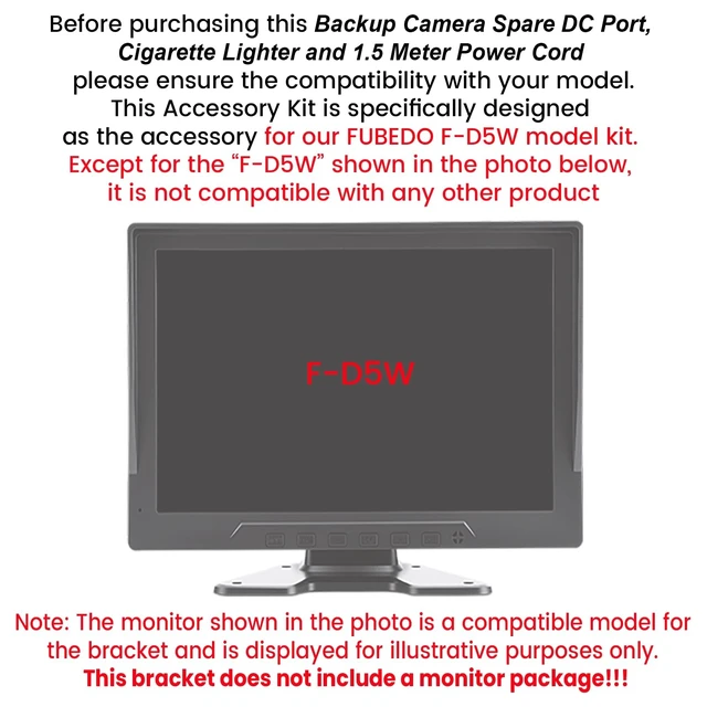 Alt view image 2 of 2 - Backup Camera Spare DC Port, Cigarette Lighter and 1.5 Meter Power Cord only for Fubedo F-D5W