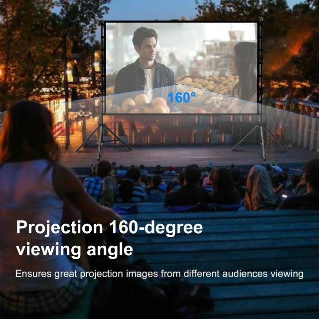 Alt view image 2 of 5 - 200 inch Projector Screen with Stand,Portable Heavy Duty Bracket Projector Screen 16:9 4K HD Rear Front Projection Movie Screen with Carry Bag Support Height Adjustable Stand for Home Theater