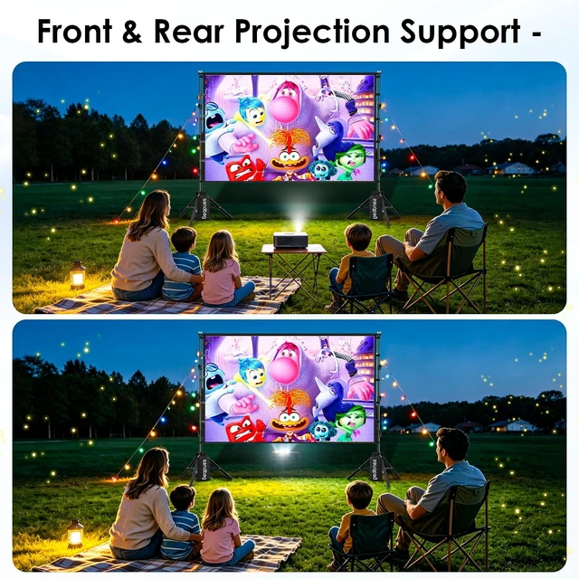 Alt view image 3 of 5 - 200 inch Projector Screen with Stand,Portable Heavy Duty Bracket Projector Screen 16:9 4K HD Rear Front Projection Movie Screen with Carry Bag Support Height Adjustable Stand for Home Theater