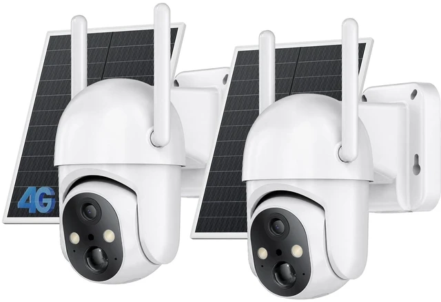 Main image of SEHMUA 2 Pack 4G LTE Cellular Solar Security Camera Wireless Outdoor, No Wi-Fi Solar Powered Camera, 360 Live View, 2K Color Night Vision, PIR Motion Sensor, Two-Way Talk, Built-in SIM Card, Wh