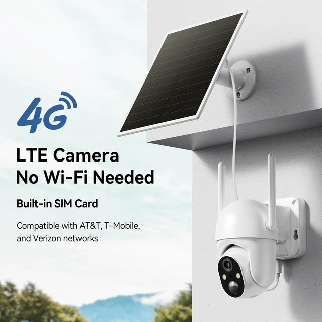 Alt view image 2 of 5 - SEHMUA 2 Pack 4G LTE Cellular Solar Security Camera Wireless Outdoor, No Wi-Fi Solar Powered Camera, 360 Live View, 2K Color Night Vision, PIR Motion Sensor, Two-Way Talk, Built-in SIM Card, Wh