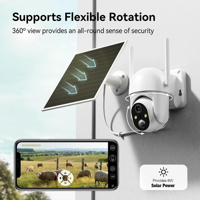 Alt view image 4 of 5 - SEHMUA 2 Pack 4G LTE Cellular Solar Security Camera Wireless Outdoor, No Wi-Fi Solar Powered Camera, 360 Live View, 2K Color Night Vision, PIR Motion Sensor, Two-Way Talk, Built-in SIM Card, Wh