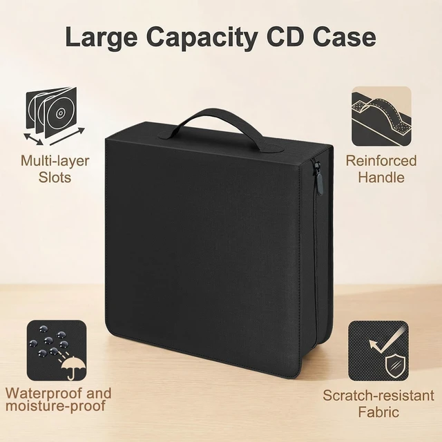 Alt view image 2 of 5 - Salajory CD DVD Blu-ray Storage Binder with Handles, PU Leather Corver