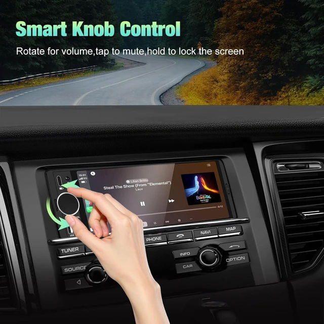 Alt view image 3 of 5 - Single Din Radio for Car - Supports Apple Carplay & Android Auto6.28 inch Single Din Touchscreen Radio with BluetoothBackup CameraEnhanced MicUSB SWC RCAEQFM (Black)