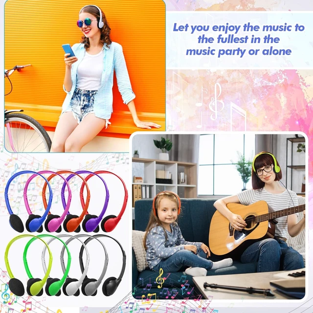 Alt view image 4 of 5 - Xuhal 200 Pack Headphones Bulk Earphones for Adults with 3.5 mm Plug Wired on Ear for Church Christian Sunday School Library(Multicolor)