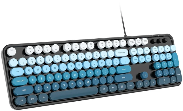 Main image of Dilter Wired Computer Keyboard, 104 Keys Full Size Typewriter Keyboards with Number Pad, USB Plug and Play Keyboard for Windows 7 8 10 11, PC, Laptop, Desktop (Black Blue)