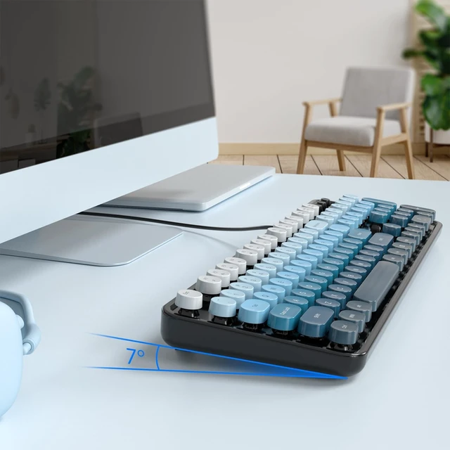 Alt view image 5 of 5 - Dilter Wired Computer Keyboard, 104 Keys Full Size Typewriter Keyboards with Number Pad, USB Plug and Play Keyboard for Windows 7 8 10 11, PC, Laptop, Desktop (Black Blue)